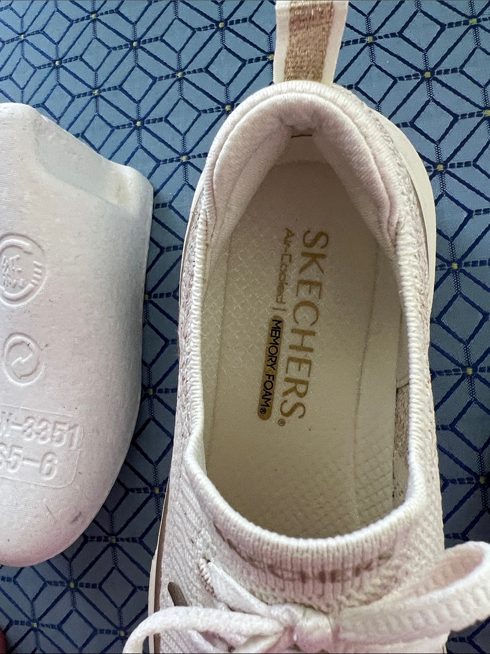 Skechers Women's Cream Knit Lace-Up Slip-On Sneakers - Picture 5 of 7